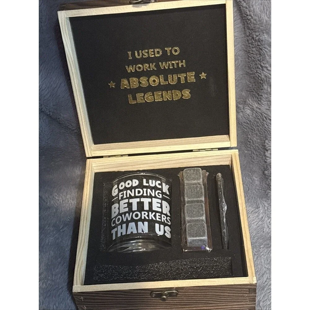 A Toast To Memories Co-worker Whiskey Glass Work Retirement Gift Box NEW